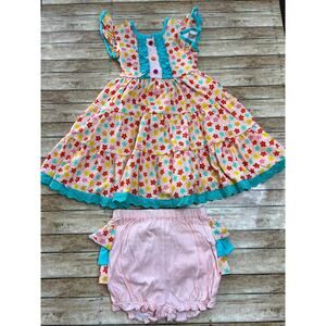 Smocked Sweets Stay Wild Flower Child Floral Dress with Bloomers Girls 4/5 NWT